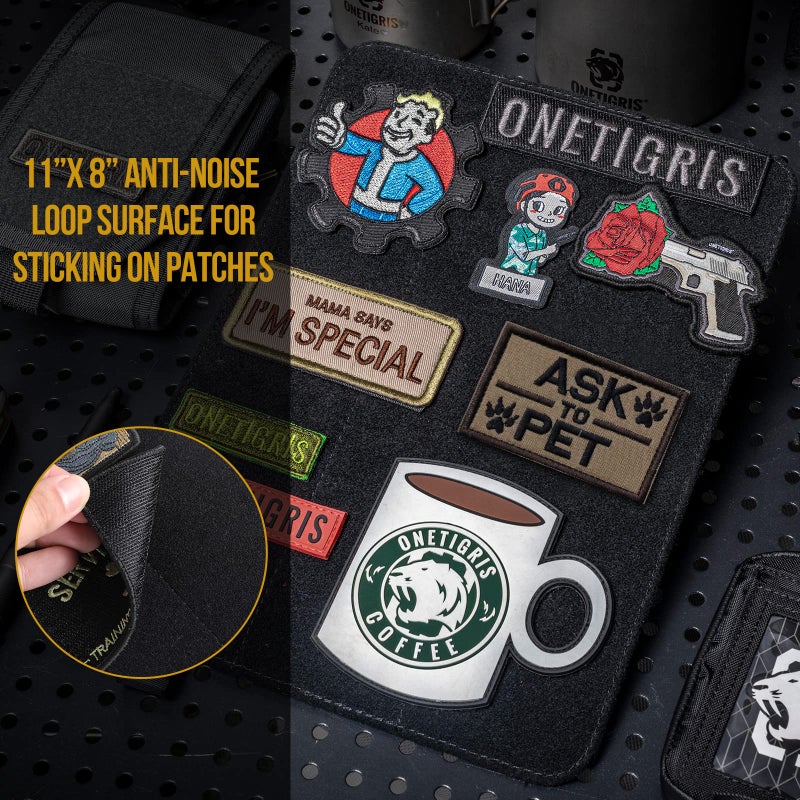 OneTigris Patch Board, Tactical Patches Display Panel Stand Holder Organizer with Loop Surface for Hook & Loop Patch, Morale Patch, Military Patch Collections(No Patches Included) - Black - Image 4